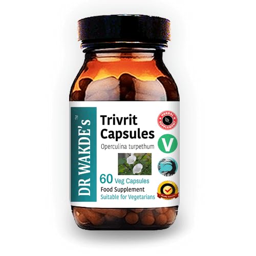Bottle of Dr Wakde's Trivrit Capsules on a white background
