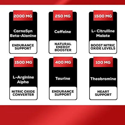 Pre Workout Powder with Beta Alanine, L-Citrulline & L-Arginine | PreWorkout Energy Powder Nature's Nutrition