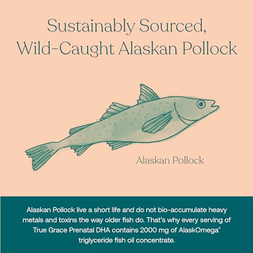 True Grace Prenatal DHA - 60 Softgels - 1400mg of DHA & EPA - for Pre-Conception, Pregnancy True Grace