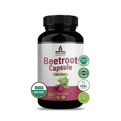 PRESERVE Organic Beetroot casules 16,000mg Per Serving, Natural Monthly Supplement PRESERVE