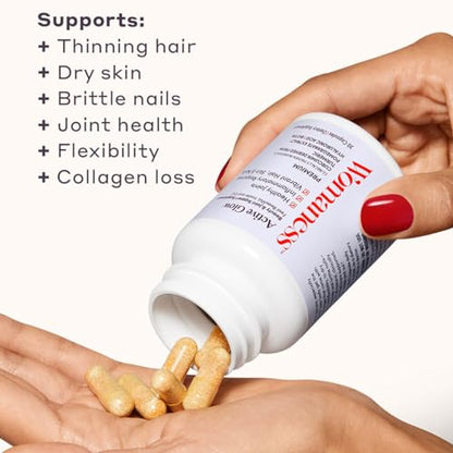 Womaness Active Glow Hair Skin and Nails Vitamins - Biotin, Longvida Curcumin & Hyaluronic Acid Womaness
