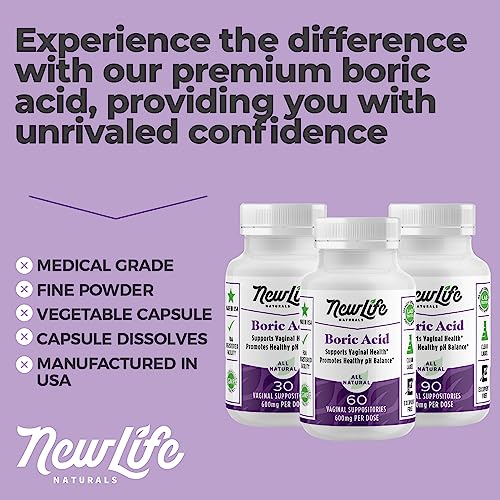 NewLife Naturals Boric Acid Suppositories for Women - 600mg NewLife NaturalsBuy Supplements Australia