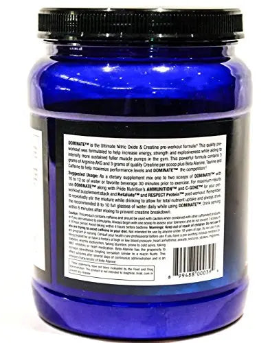 #1 Pre Workout - Dominate X 500g- Best Nitric Oxide & Creatine Pre-Workout Formula Pride Nutrition