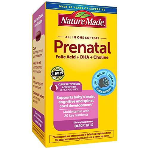 Nature Made Prenatal Multivitamin with Folic Acid, DHA and Choline, Dietary Supplement Nature Made