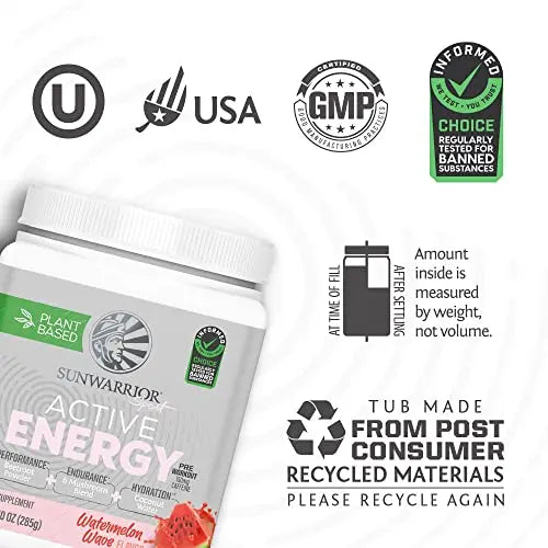 Sunwarrior Plant-Based Preworkout Powder Hydration Blend | Coconut Water Mushroom Sunwarrior