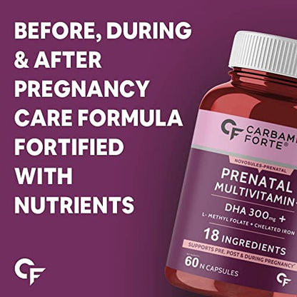 Roti Prenatal Multivitamin for Pregnancy with 300mg DHA & 18 Ingredients - 60 Capsules Roti