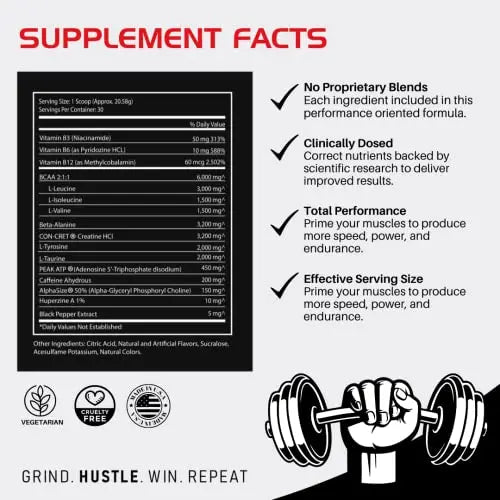 BLACKLABEL Supplements - PRE Hustle - Pre-Workout Dietary Supplement - Supports Energy BLACKLABEL Supplements