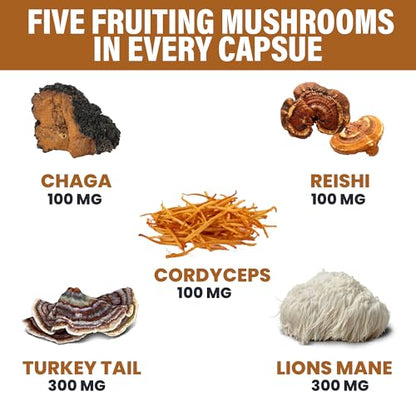 Zeus Naturals Lions Mane Capsules, Mushroom Supplement with Turkey Tail, Cordyceps Zeus Naturals