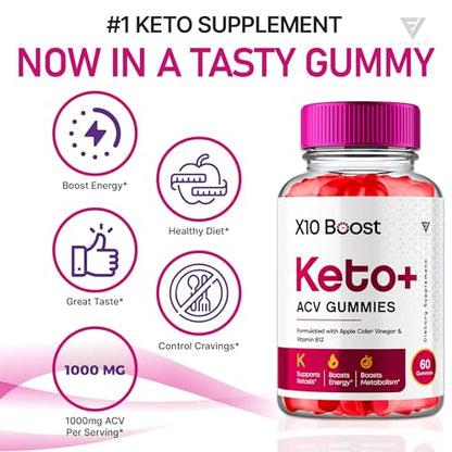 (2 Pack) X10 Boost Keto ACV Gummies, X10 Keto Boost Gummies Advanced Weight Loss Fyvus
