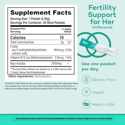 Premama Fertility Support for Her Powder Packets, Multivitamin Supplement Premama