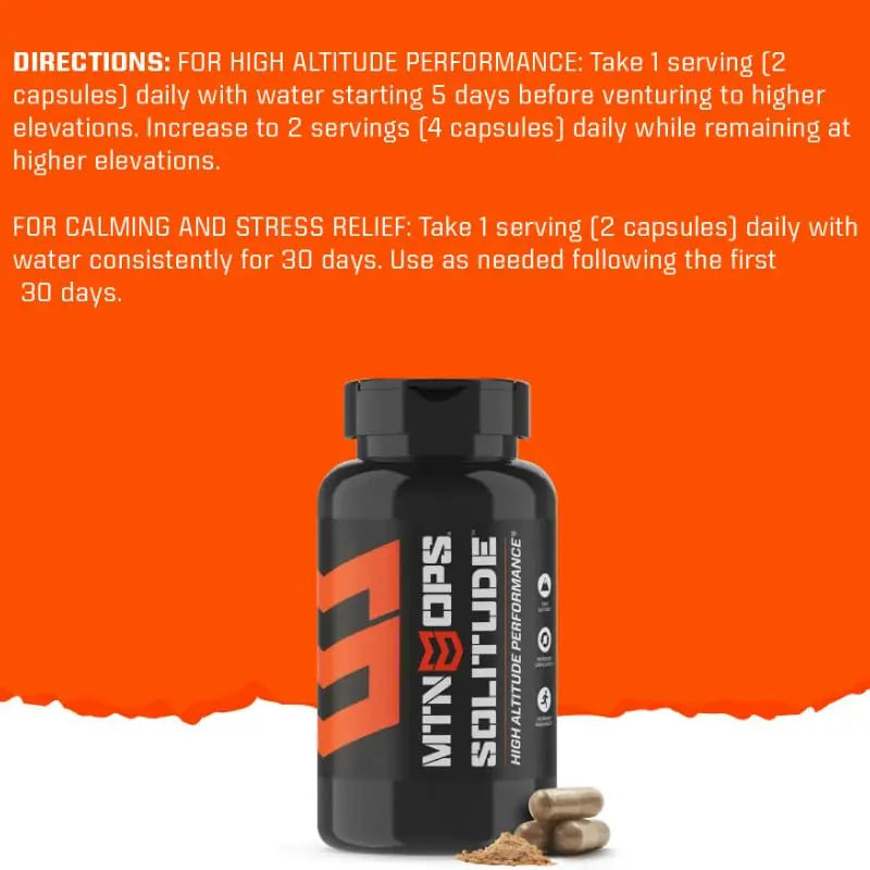 MTN OPS Solitude High-Altitude Performance Supplement (25 Servings), Black, One Size MTN OPS