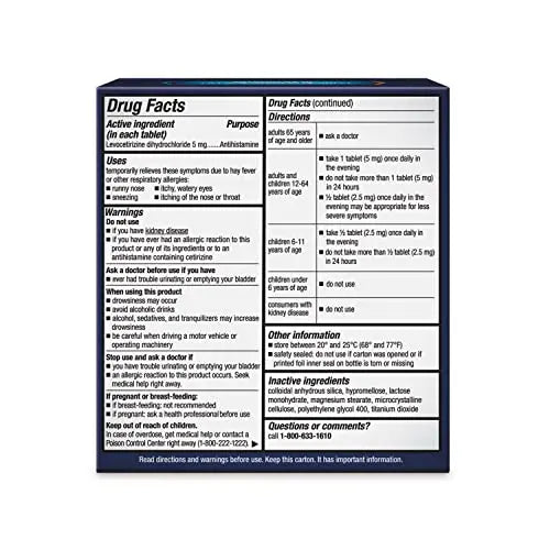 Xyzal Allergy Pills, 24-Hour Allergy Relief, 80-Count, Original Prescription Strength Xyzal