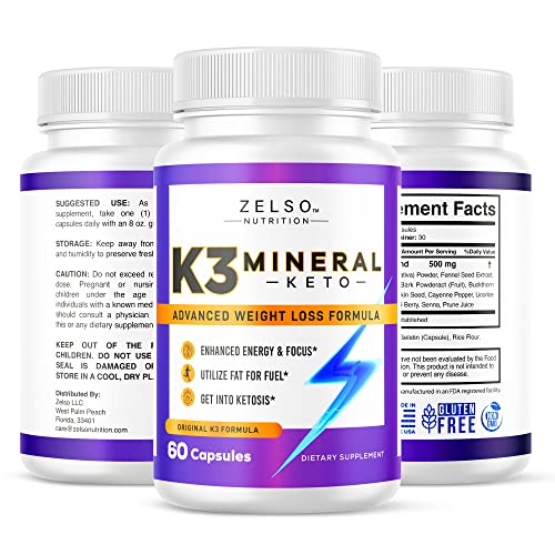 Zelso K3 Mineral Capsules - 60 Count, Advanced Ketogenic Weight Loss and Energy Support Formula ZELSO