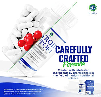 1 Body Thyroid Support Supplement with Iodine - Energy & Focus Support 1 Body