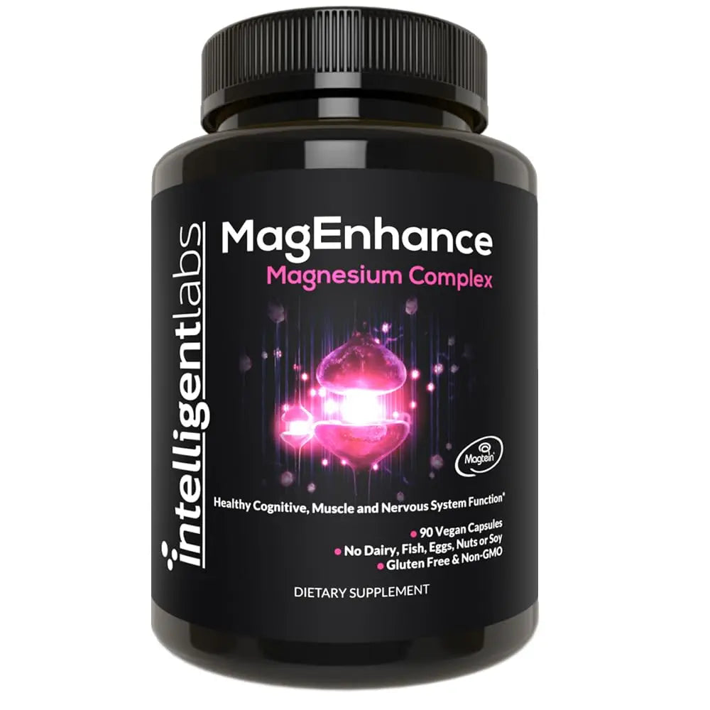 Intelligent Labs MagEnhance Magtein Magnesium Complex Supplement L-Threonate with Magnesium Glycinate and Taurate, 90 Capsules Intelligent Labs