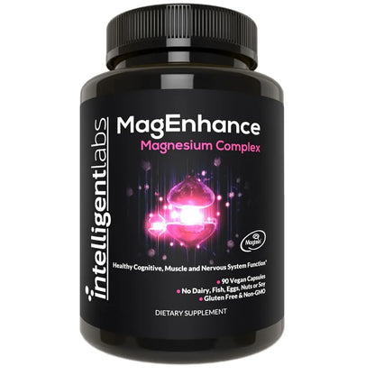 Intelligent Labs MagEnhance Magtein Magnesium Complex Supplement L-Threonate with Magnesium Glycinate and Taurate, 90 Capsules Intelligent Labs