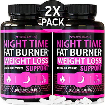 (2 Pack) Night Time Weight Loss Pills for Women Belly Fat Burner for Women NuttraFaza INC