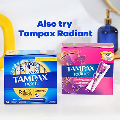 Tampax Pearl Tampons Multipack, Light/Regular/Super Absorbency, With Leakguard Braid, Unscented Tampax