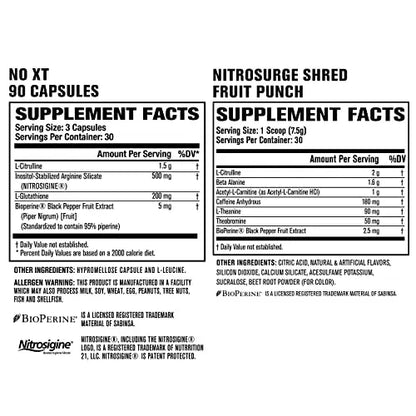 Jacked Factory Nitrosurge Shred Thermogenic Pre-Workout in Fruit Punch & N.O. XT Nitric Jacked Factory
