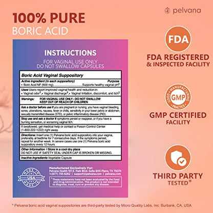 Pelvana Boric Acid Suppositories for Women 30 + 7 Applicators + 10 pH Test Strips PelvanaBuy Supplements Australia