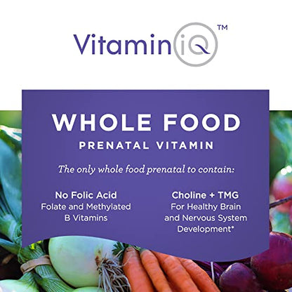 VitaminIQ Whole Food Prenatal Vitamins (120 Capsules) Natural Support for Maternal and Fetal Health VitaminIQ