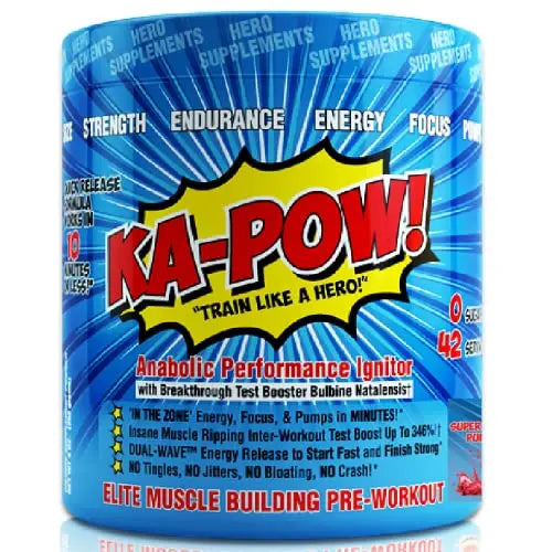 PREWORKOUT TESTOSTERONE BOOSTER - KA-POW! The Fastest Hitting ANABOLIC PRE HERO SUPPLEMENTS