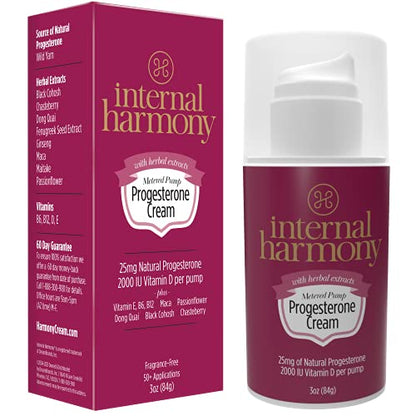 Internal Harmony Progesterone Cream, Contains Natural USP Bioidentical Progesterone Internal Harmony