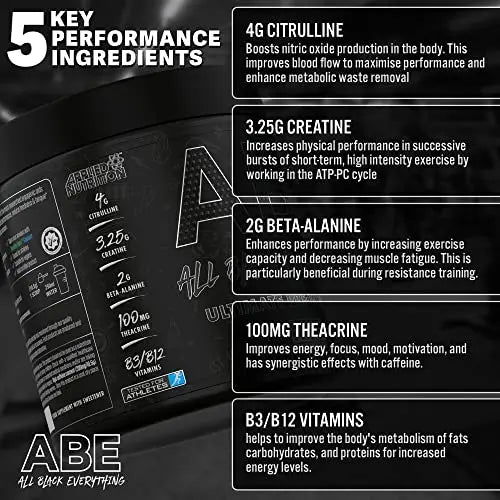 ABE All Black Everything Pre Workout Energy, Increase Physical Performance with Citrulline Applied Nutrition