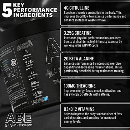 ABE All Black Everything Pre Workout Energy, Increase Physical Performance with Citrulline Applied Nutrition