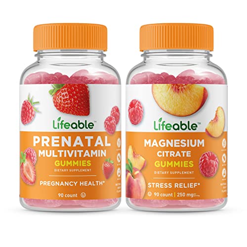 Lifeable Women's Prenatal Multivitamin + Magnesium 85mg, Gummies Bundle - Great Tasting Lifeable
