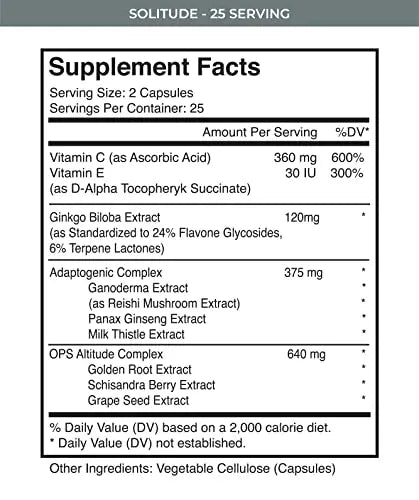 MTN OPS Solitude High-Altitude Performance Supplement (25 Servings), Black, One Size MTN OPS