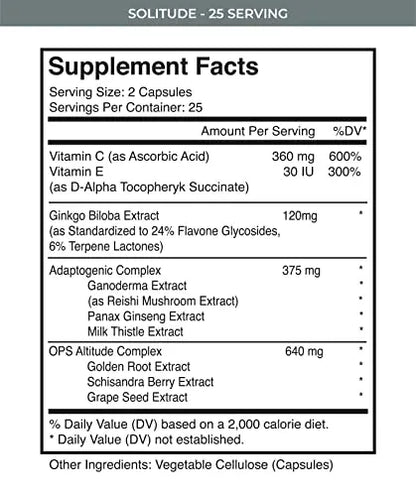 MTN OPS Solitude High-Altitude Performance Supplement (25 Servings), Black, One Size MTN OPS