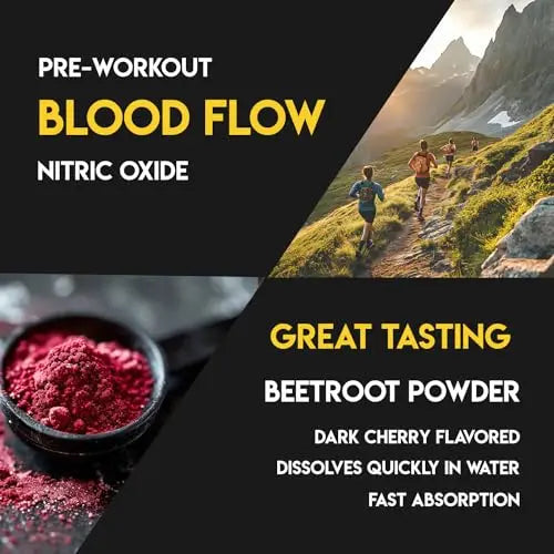Beetroot Pro Pre-Workout Powder - 10oz, 28 Servings, Dark Cherry Flavor - Boosts Energy Beetroot Pro