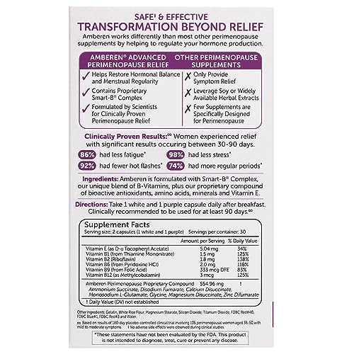 Amberen Perimenopause, Peri-Menopause Multi-Symptom Relief, Vitamin B, Vitamin E & Antioxidants Amberen