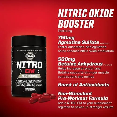 PMD Sports Nitro cm - Nitric Oxide with Agmatine Pre Workout Supplement - Muscle PMD