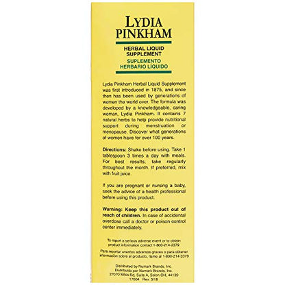 Lydia Pinkham Liquid Herbal Supplement for Menstruation and Menopause Support, 16 Ounce Lydia Pinkham