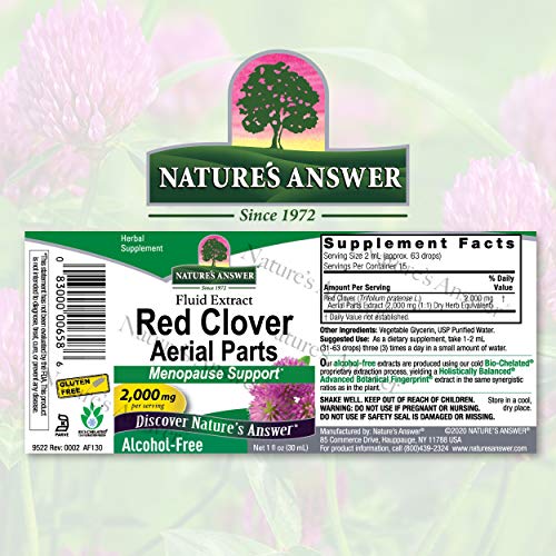 Nature's Answer Alcohol-Free Red Clover Extract Supplement, 1-Fluid Ounce Nature's Answer