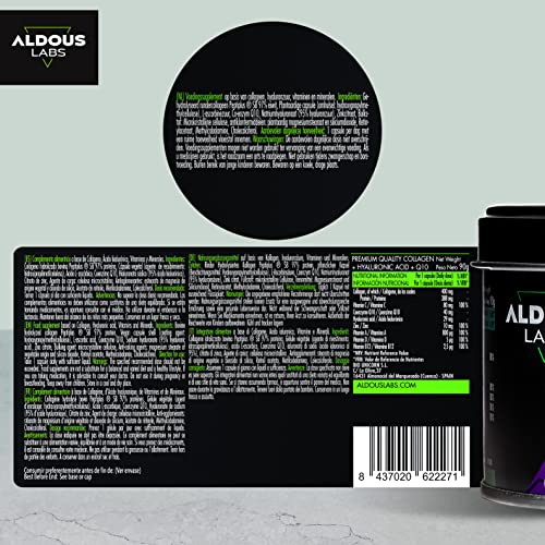 120 Capsules - Collagen with Hyaluronic Acid + Coenzyme Q10 + Vitamin C, A, D and B12 + Zinc Aldous Labs