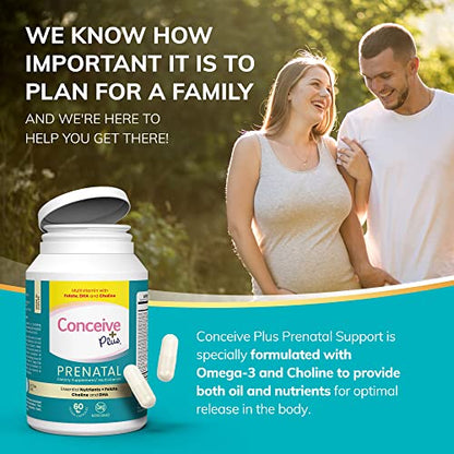 CONCEIVE PLUS Prenatal Vitamins for Women - DHA, Choline + Folate, Healthy Pregnancy CONCEIVE PLUS