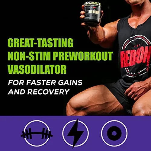 REDCON1 Big Noise Non Stim Preworkout, Sour Gummy Gear - Betaine Anhydrous & Acetyl L REDCON1