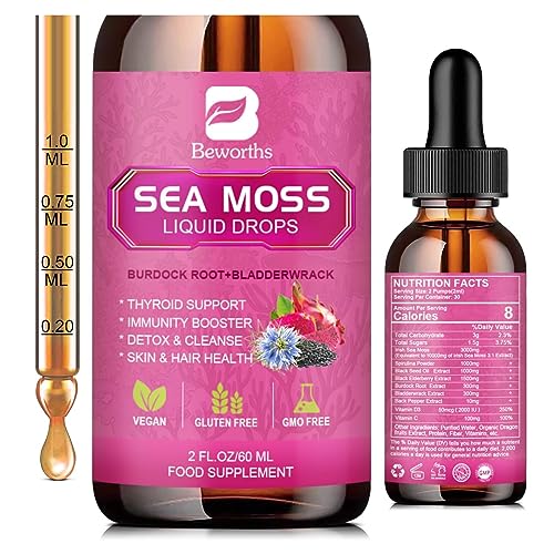 3000mg Sea Moss Liquid Drops - Black Seed Oil & Irish Sea Moss Gel B BEWORTHS