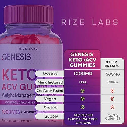 (2 Pack) Genesis Keto Gummies - Genesis Keto ACV Gummies Advanced Weight Loss rize labs