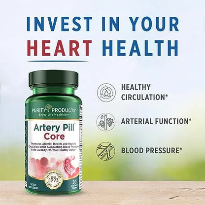 Purity Products Artery Pill Core from MK-7 Vitamin K2, Plant-Based S7 Nitric Oxide Booster Purity Products