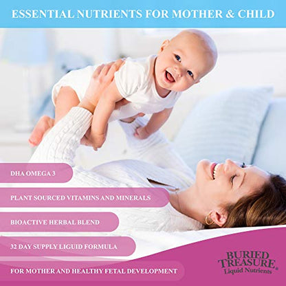 Buried Treasure Prenatal Plus DHA Complete, 16 oz Orange Banana Flavor, High Potency Liquid Buried Treasure