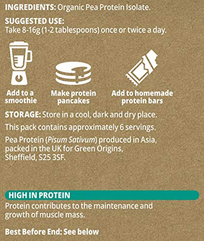 Green Origins Organic Pea Protein Powder 100g Green Origins