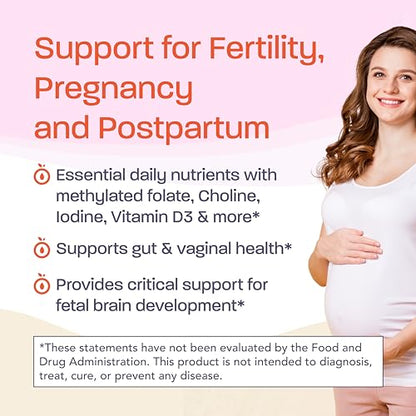 Binto Prenatal 4 in 1 Probiotic & Multivitamin Packets with Iron, DHA, Methylated Folate and probiotics Binto