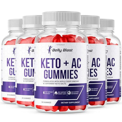 (5 Pack) Belly Blast Keto + ACV Gummies, Belly Blaster Keto Plus Advanced Weight Loss Vitavault
