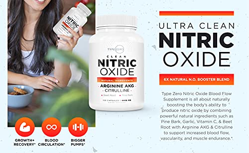 Type Zero Nitric Oxide 6X Booster, 150 Veggie Capsules - Natural Supplement - Beetroot