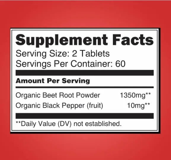 Organic Beet Root Powder 1350mg with Black Pepper-Nitric Oxide Booster, Digestive System Blossom Nature