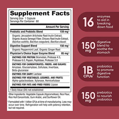 Physician's CHOICE Digestive Enzymes - Multi Enzymes, Organic Prebiotics & Probiotics Physician's CHOICEBuy Supplements Australia